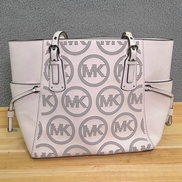 Michael Kors Voyager Tote Bag Optic White Leather NWT MK Logo Shoulder Handbag - Picture 5 of 15